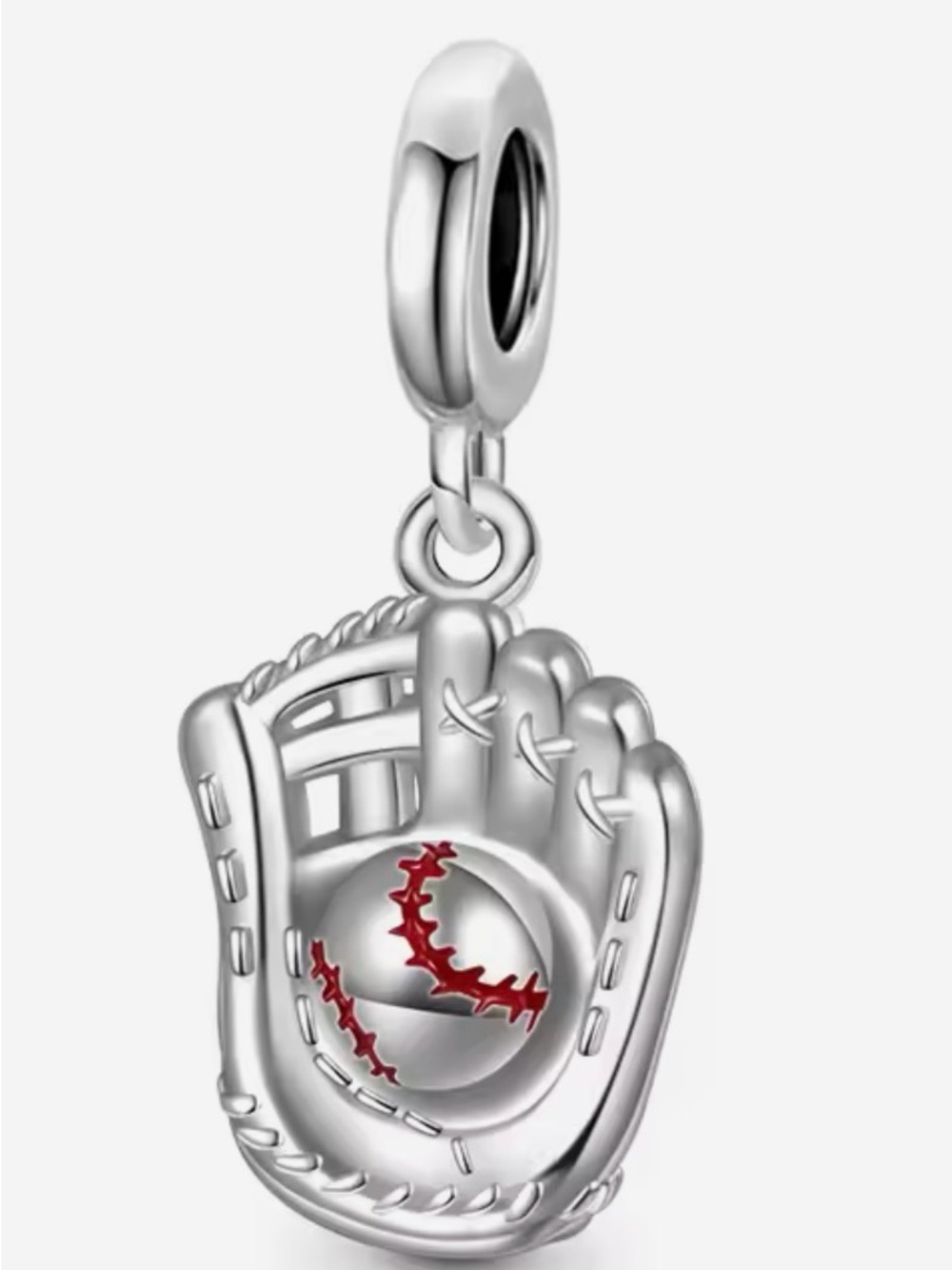 Silver Baseball Glove & Baseball Dangle Charm